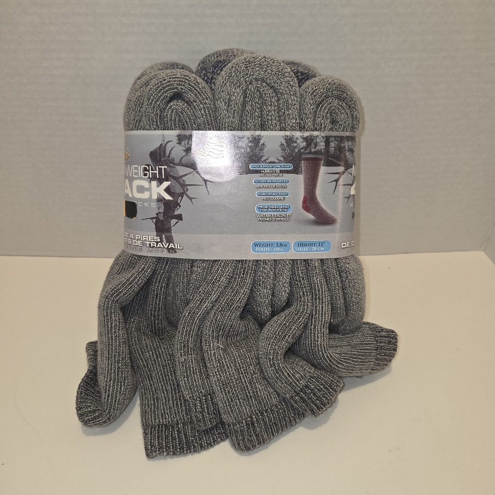 3 Pair NIP Cabelas Medium-weight Wool Boot Socks Size Large 9-12